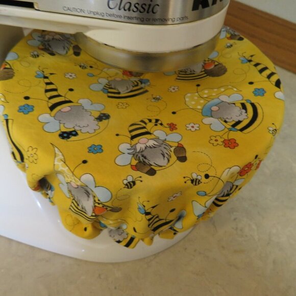 Kitchenaid Bowl Cover, Reversible Bee Gnomes and Blue Rose Mixer Cover - Picture 5 of 7